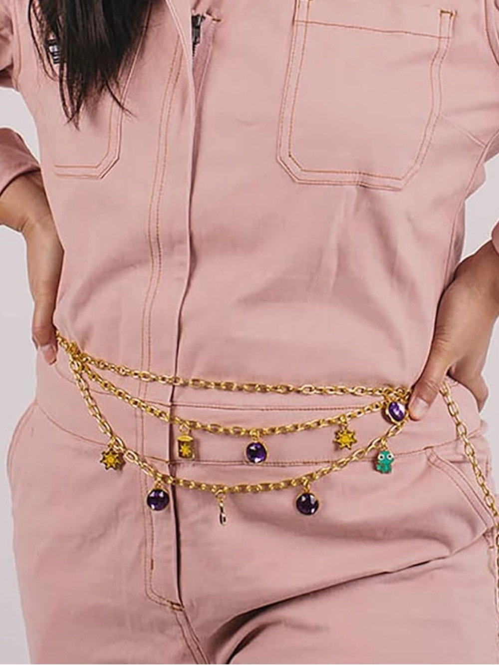 Disney Rapunzel Gold Chain Waist Belt with Charms NWT